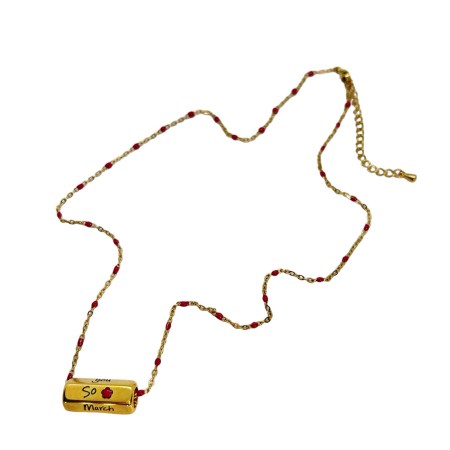 necklace steeil gold red beads and washer march